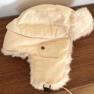 Mad Bomber leather and rabbit fur hat sz XL